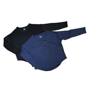 2/$35 Time & Tru Black & Navy Lightweight Sweater-like Fabric LS Shirts(2) LARGE